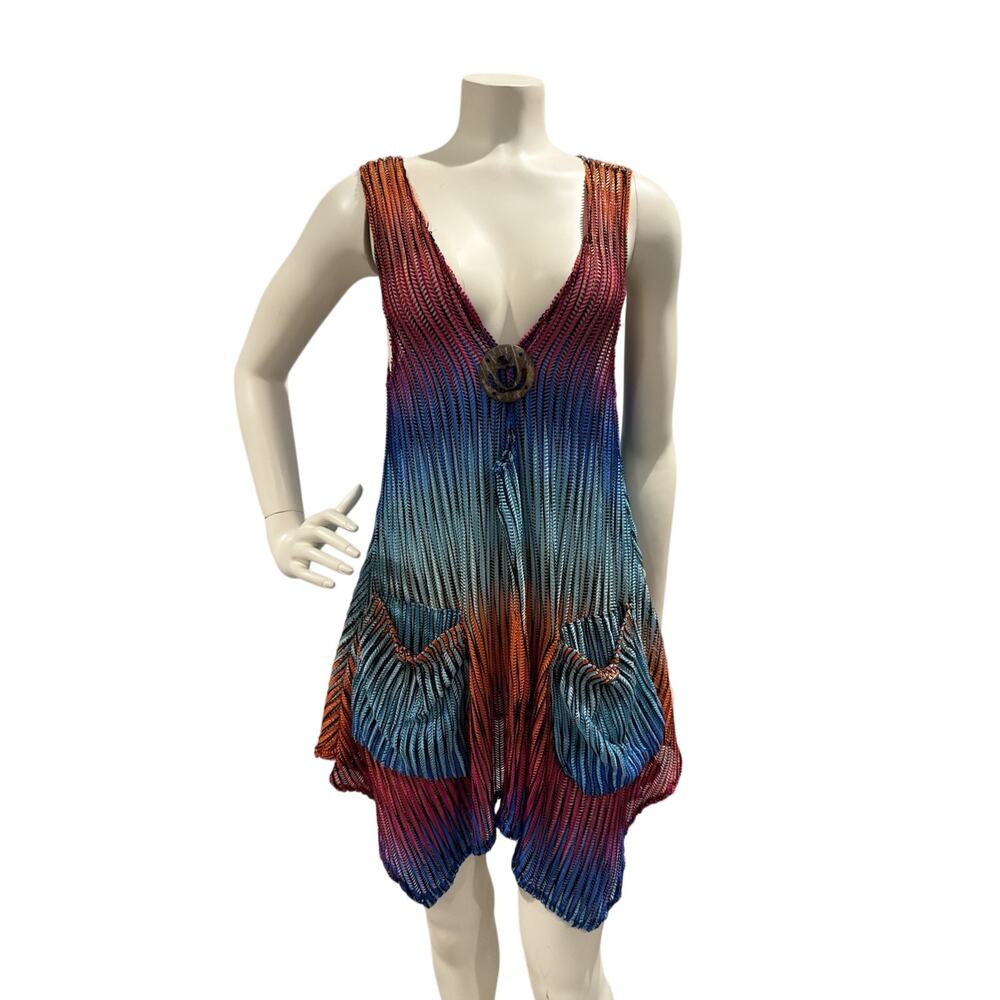 Paradise Womens Colorful Tropical Pullover Cover Up Sz S/M Beach Cruise Vacation